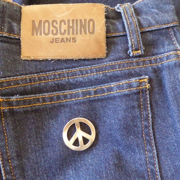 Moschino 26 Blue Vintage Mid-Rise Donna Jeans *Hemmed *Altered Straight Boot Cut - Picture 9 of 16